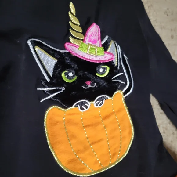 Counting Daisies Halloween 3T Black Cat Orange and Black Dress - Picture 2 of 3
